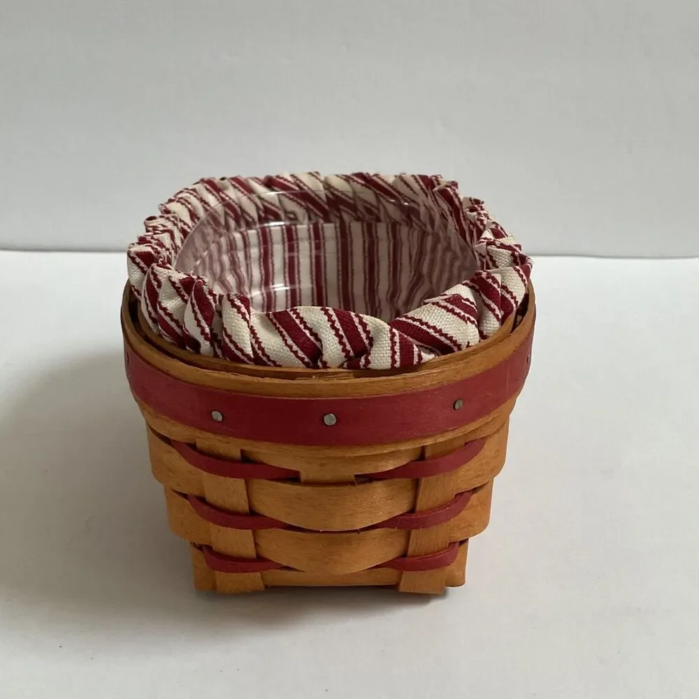 Longaberger 1994 Sweetheart Be Mine Valentine Basket Striped Liner & Protector